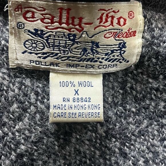 TALLY-HO FAIR ISLE NORDIC WINTER CARDIGAN SWEATER JACKET BOILED WOOL PLUS SIZE X - Picture 3 of 13